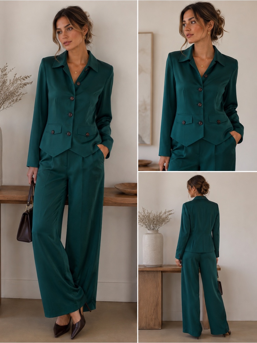 Vintage 100% silk Spenser Jeremy women’s suit, teal